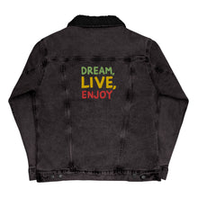 Load image into Gallery viewer, Dream Live Enjoy Personalized Unisex Denim Sherpa Jacket
