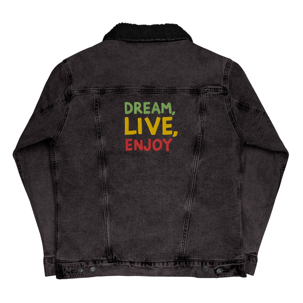 Dream Live Enjoy Personalized Unisex Denim Sherpa Jacket