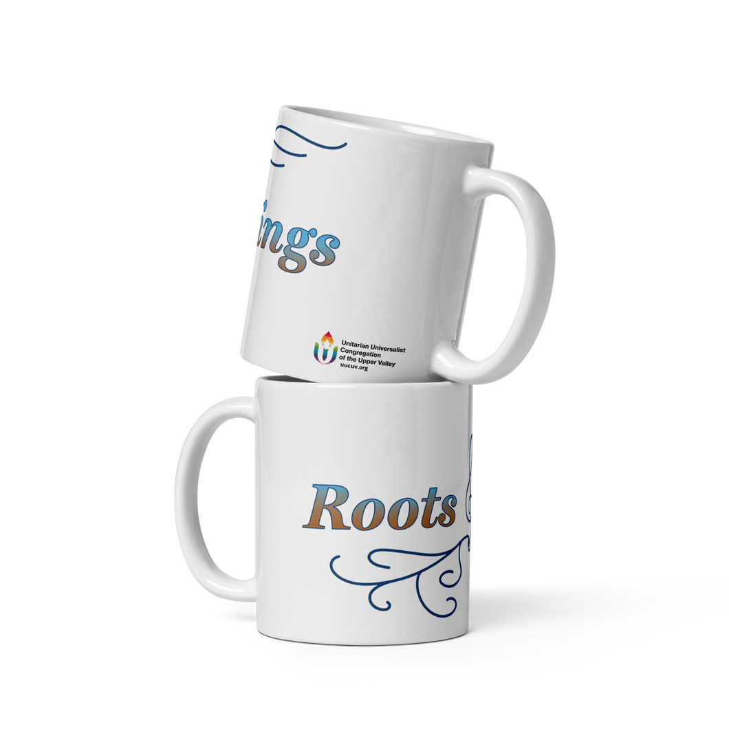 Roots & Wings white glossy mug