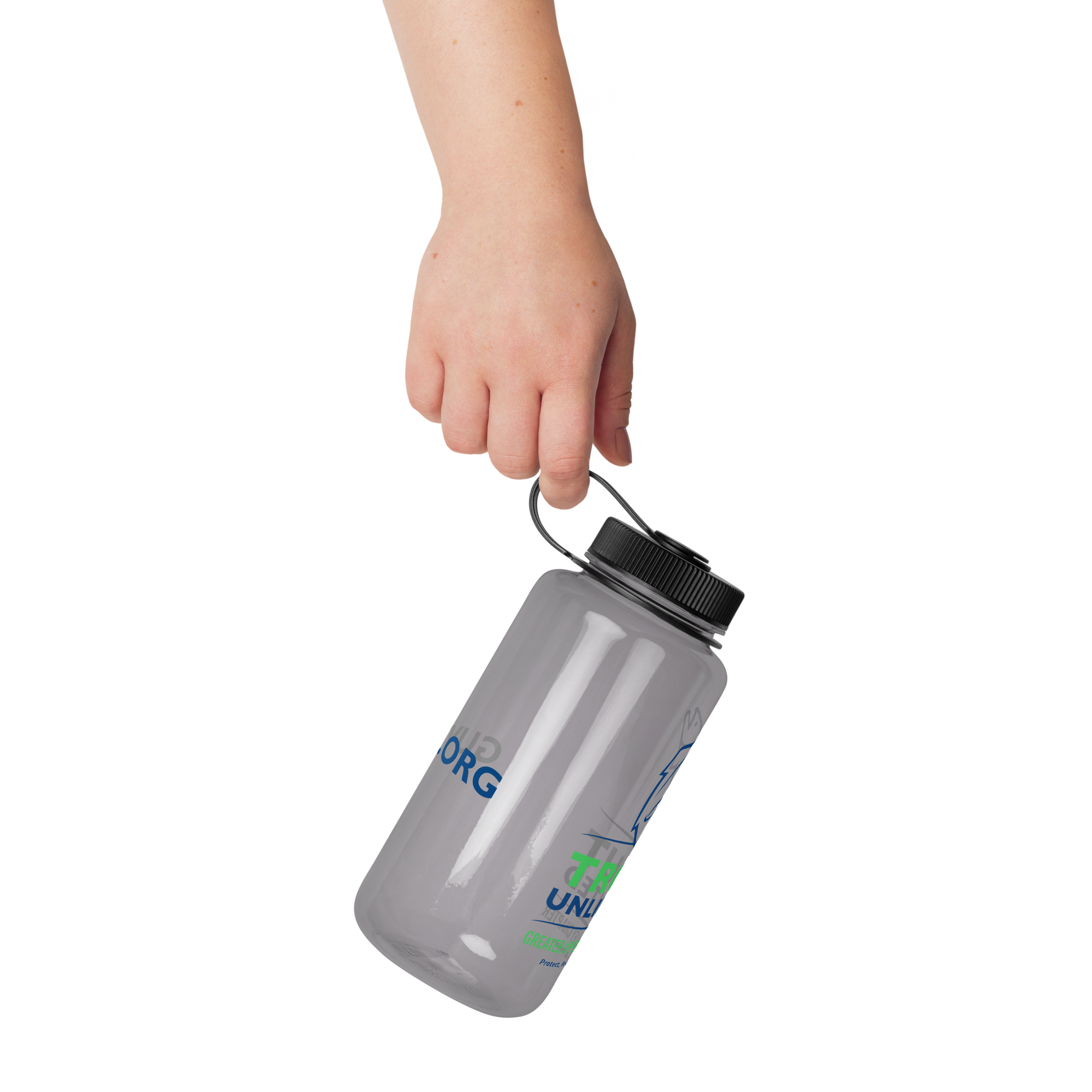 Trout Unlimited Wide mouth plastic water bottle Strong Rabbit Designs